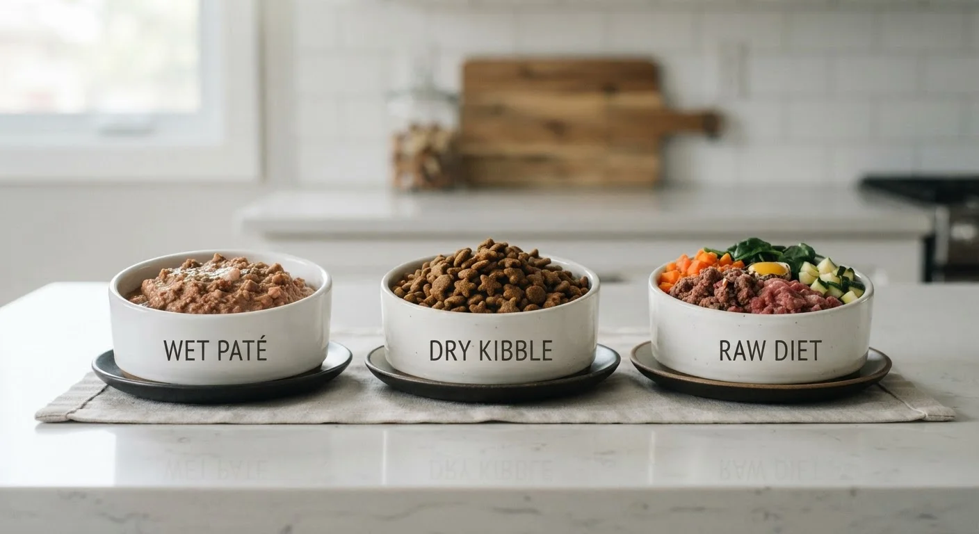 Wet Food, Dry Food, and Raw Diets: What the Differences Mean for Your Cat